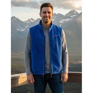 Vintage Caribou Fernie Canada Royal Blue Vest Full Zip Fleece‎ Winter Men's XL?